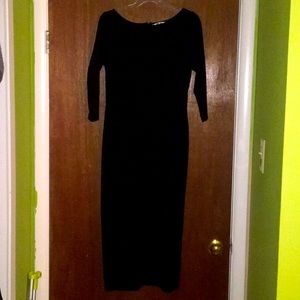 Black Boat-neck Form-fit Cotton Ponte Dress Sz 12